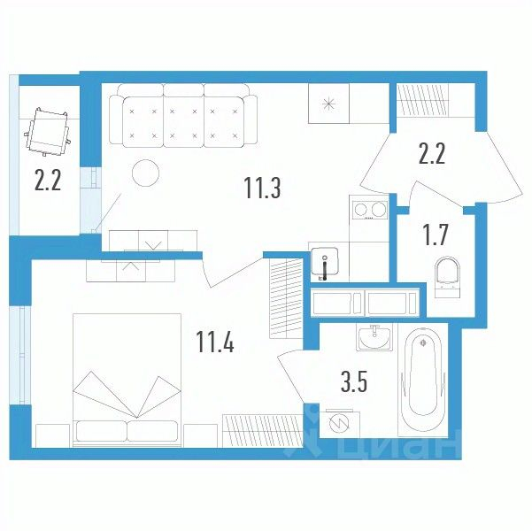 Продажа 1-комн квартиры в новостройке Шушары п,  д. 3 к1