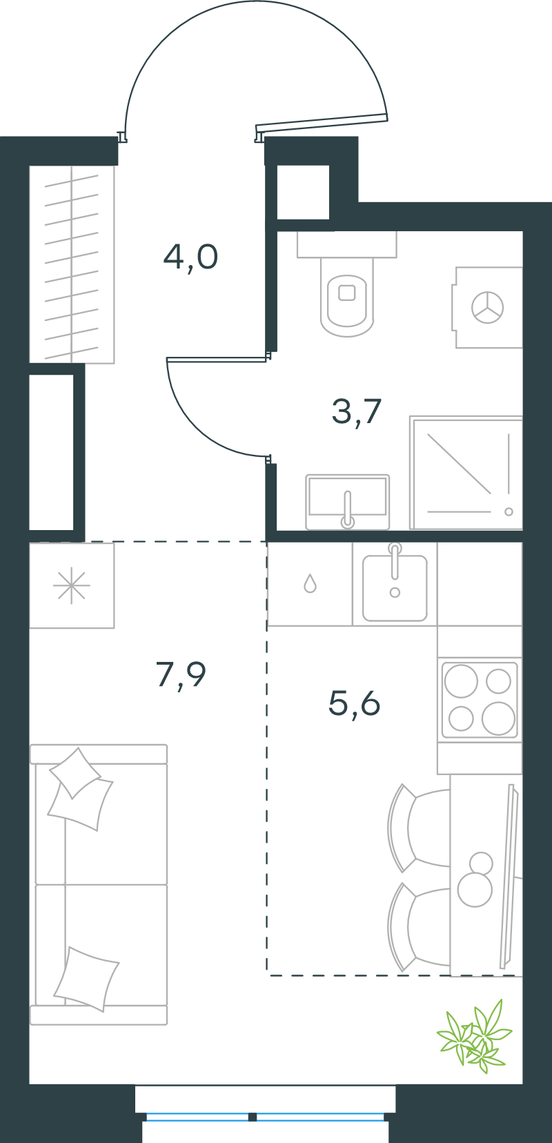 Продажа студии Озерная ул,  к. 11