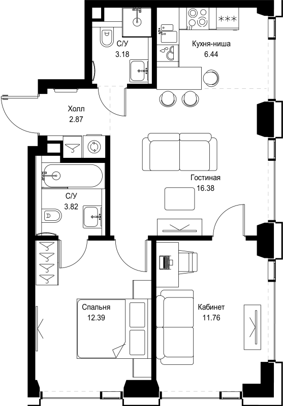 Продажа 2-комн квартиры в новостройке Москва г., Верейская ул.,  к. SET.2.А