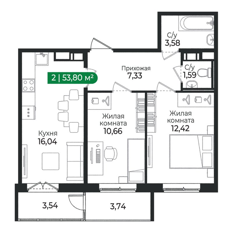 Продажа 2-комн квартиры в новостройке Сертолово г., Дмитрия Кожемякина ул.,  к. 4