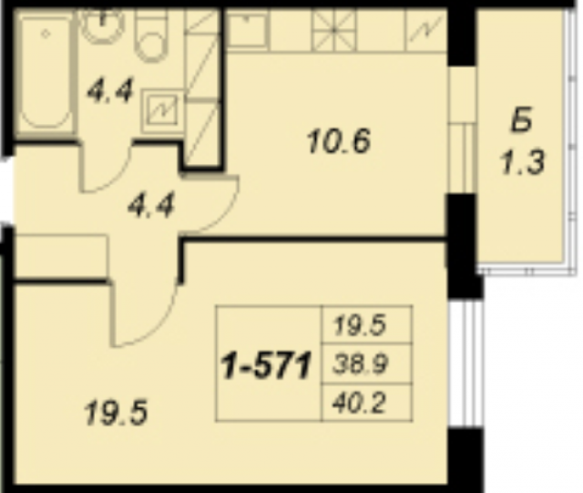 Планировка ЖК Жемчужный фрегат, 19.5 м2