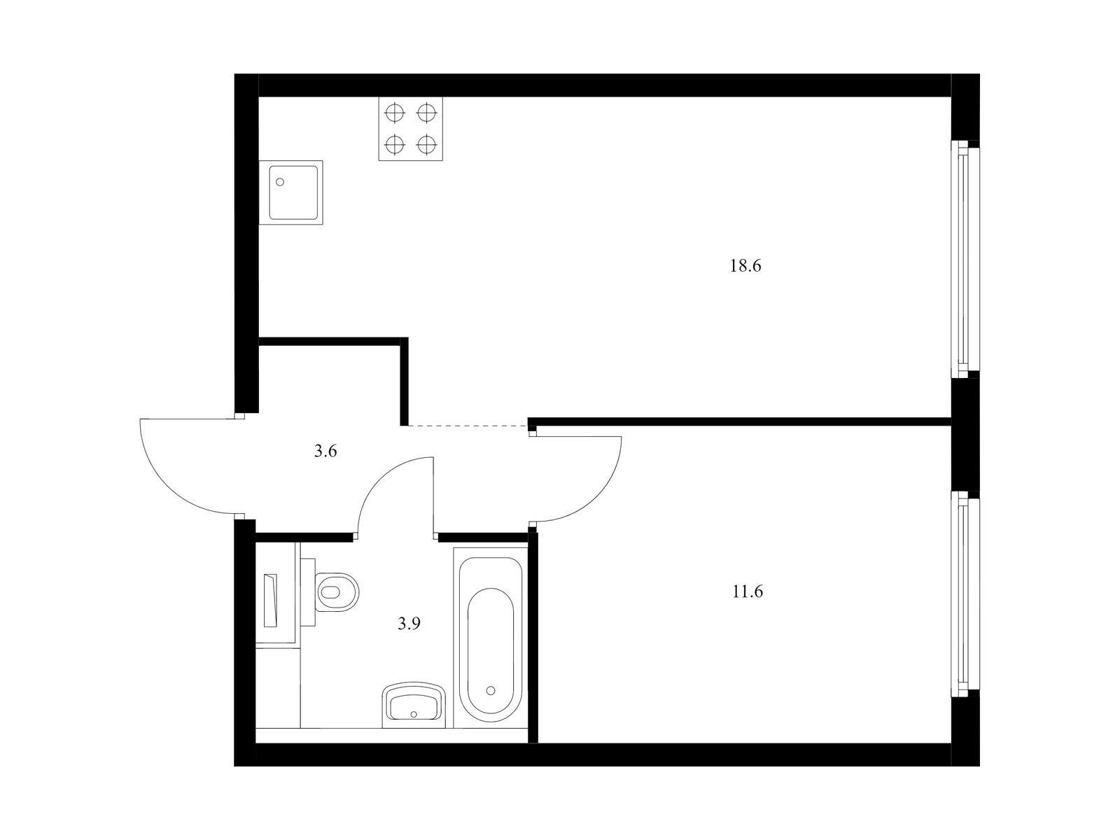 1-комн квартира Барклая 6, корп.6