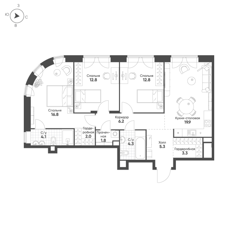 Продажа 3-комн квартиры в новостройке Москва г., Октябрьская ул.,  к. 1