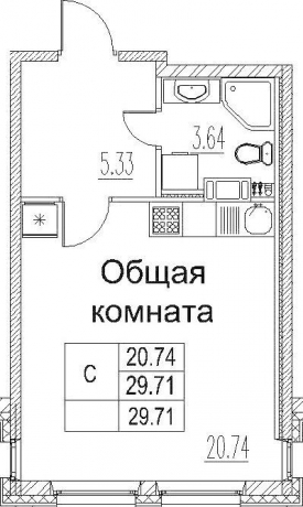 Планировка ЖК Modum, 20.74 м2