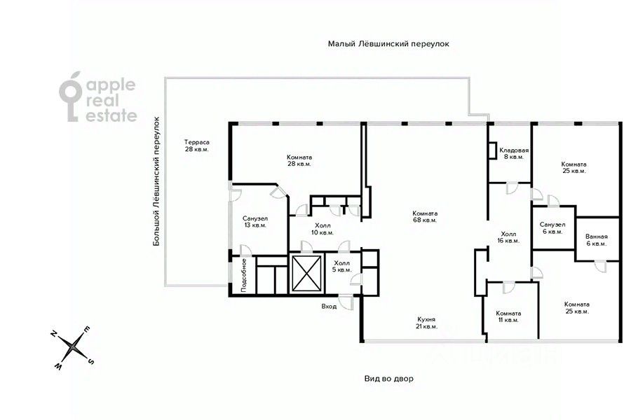 Продажа 5-комн квартиры на вторичном рынке Большой Левшинский переулок, 11