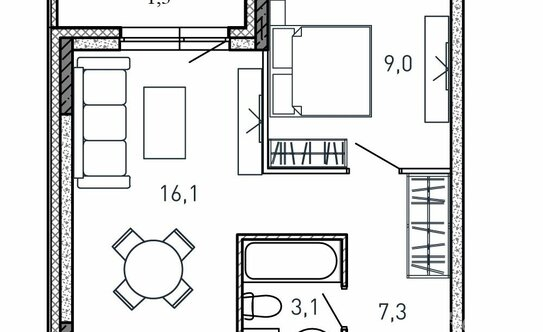 Продажа 1-комн квартиры в новостройке Южный, шоссе Энтузиастов,  д. 80