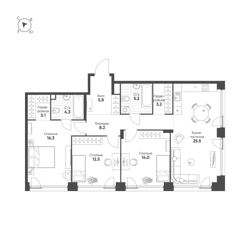 Продажа 3-комн квартиры в новостройке Москва г., Автозаводская ул.,  к. 4.3.3