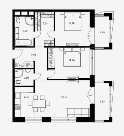 Планировка ЖК Дом Серебряный Бор, 27.44 м2