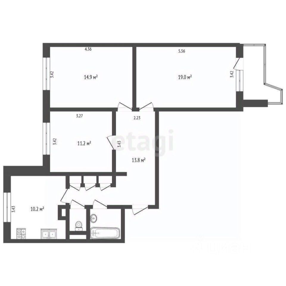 Продажа 3-комн квартиры на вторичном рынке Ленская улица, 28