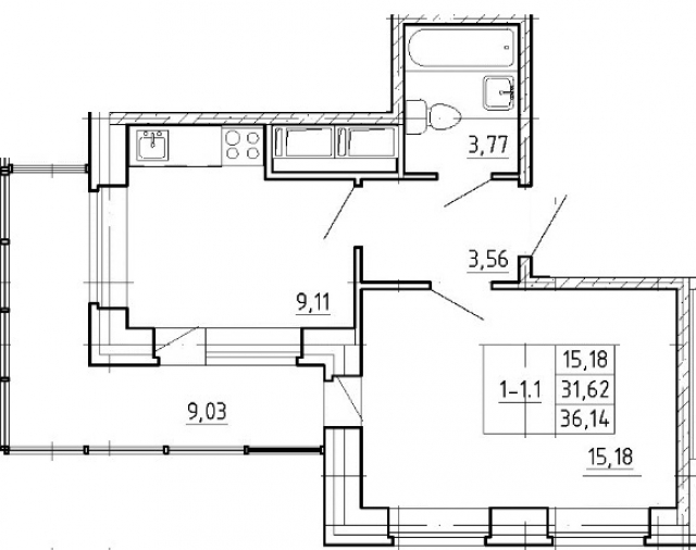 Планировка ЖК Москва, 15.18 м2