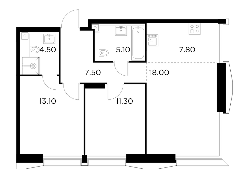 Продажа 2-комн квартиры в новостройке Москва г., Адмирала Макарова ул.,  к. 1