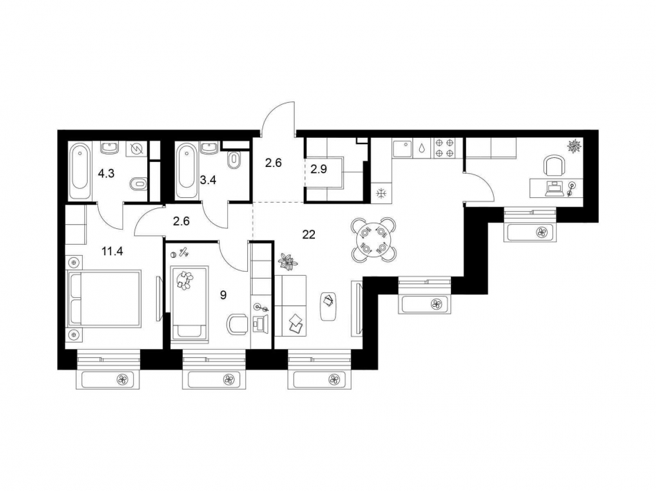 Продажа 2-комн квартиры в новостройке ш. Алтуфьевское, корп.1.1