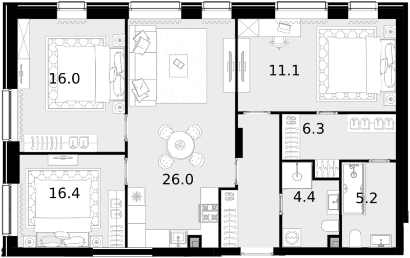 Продажа 3-комн квартиры в новостройке Москва г., Генерала Глаголева ул.,  к. 9.2