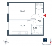 Планировка ЖК Прайм Тайм, 16.12 м2