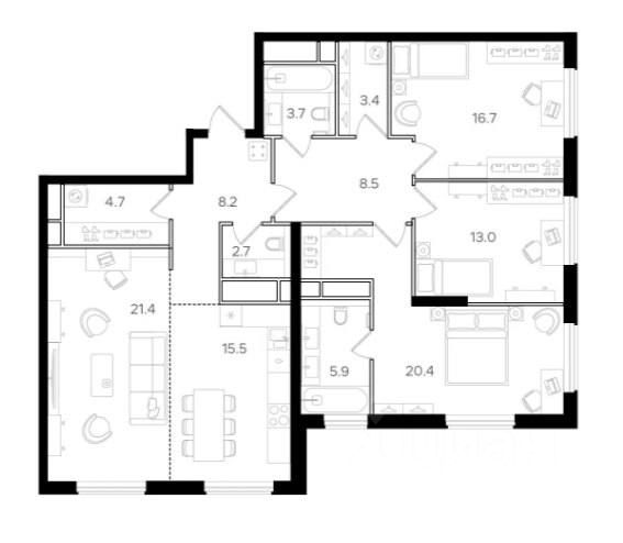 Продажа 4-комн квартиры на вторичном рынке Щукинская улица, 3