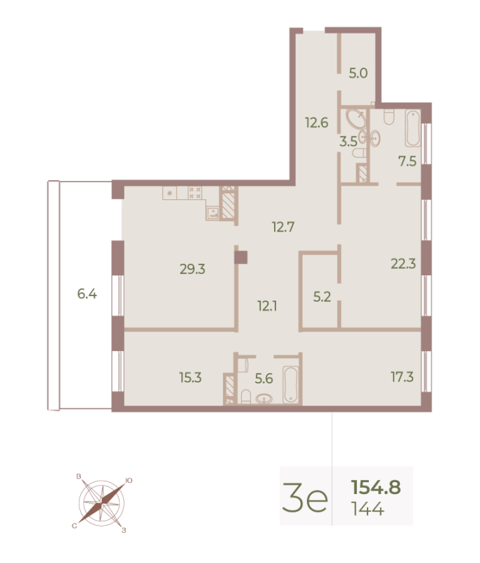 Продажа 3-комн квартиры в новостройке Санкт-Петербург г., Петровский пр-кт,  к. 6