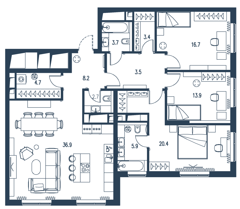 Продажа 3-комн квартиры в новостройке Москва г., Щукинская ул.,  к. 1