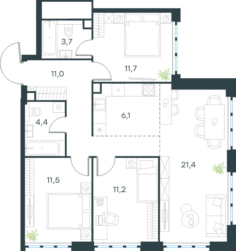 Продажа 3-комн квартиры в новостройке Москва г., Южнопортовая ул.,  к. 2