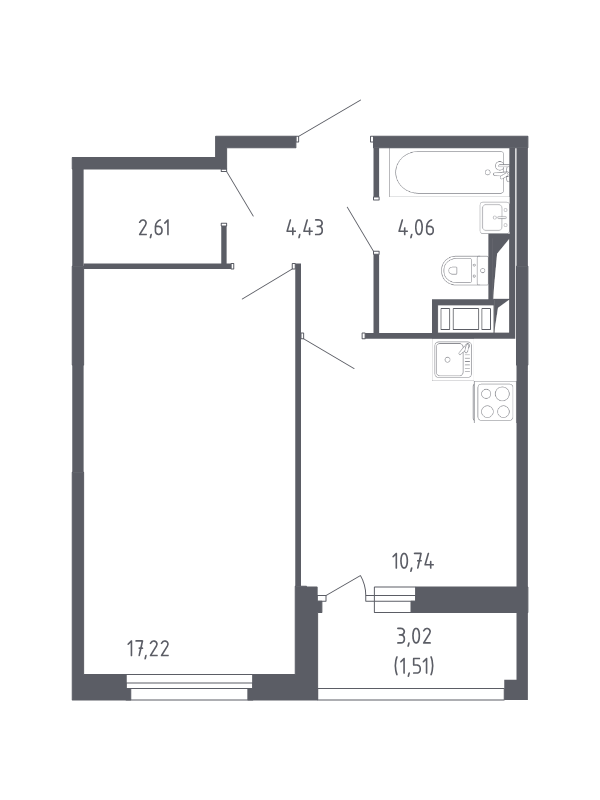 Продажа 1-комн квартиры в новостройке Санкт-Петербург г., 2-я Комсомольская ул.,  к. 7.3
