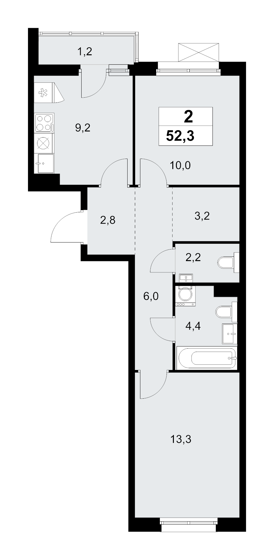 Продажа 2-комн квартиры в новостройке Прокшино д., Проектируемый проезд № 7029,  к. 9.1