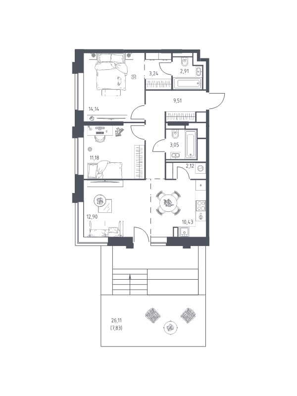 Продажа 2-комн квартиры в новостройке Москва г., Верейская ул.,  к. 3.2