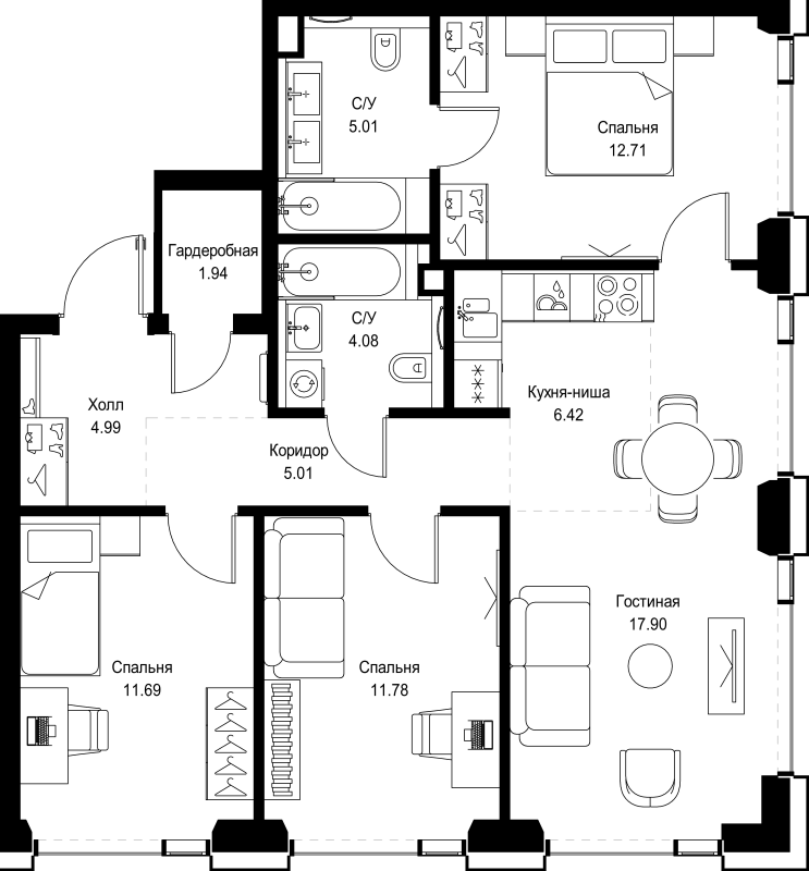 Продажа 3-комн квартиры в новостройке Москва г., Верейская ул.,  к. SET.2.Б
