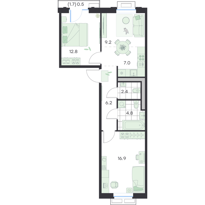 Продажа 2-комн квартиры в новостройке Раменское г., Михалевича ул.,  к. 1