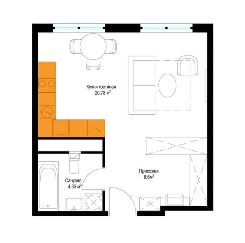 Продажа студии Сапроново д., Купелинка мкр.,  к. Левитан