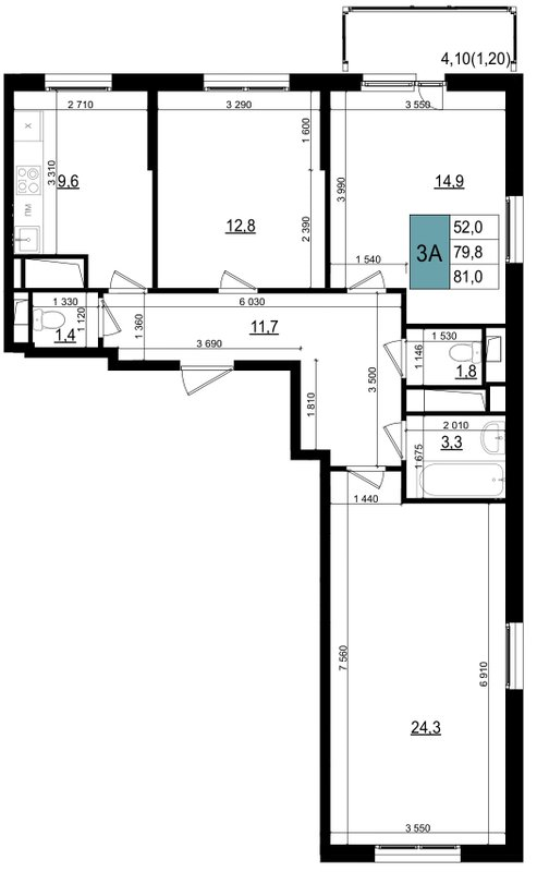 Продажа 3-комн квартиры в новостройке Одинцово г.,  к. 23