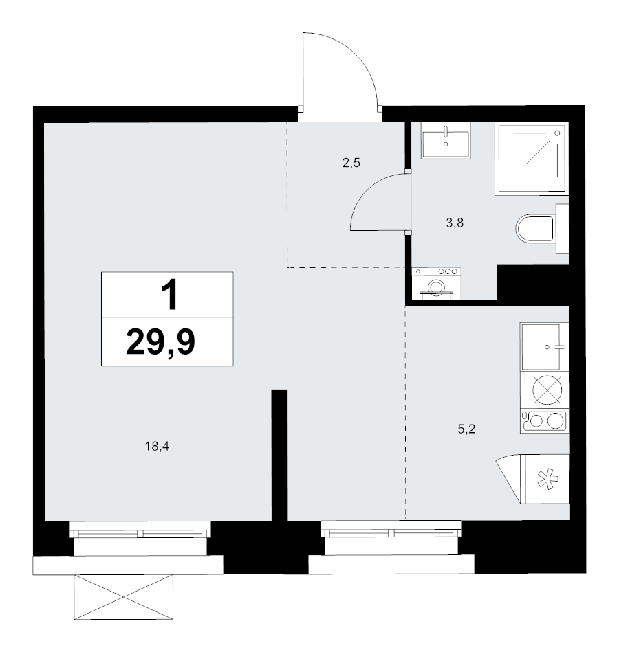 Продажа студии Прокшино д., Проектируемый проезд № 7029,  к. 9.2