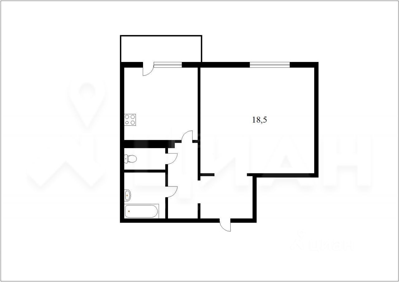 Продажа 1-комн квартиры на вторичном рынке улица Новаторов, 36К2