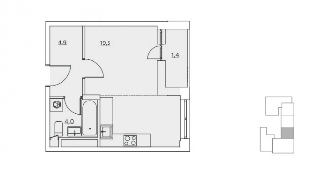 Планировка ЖК Скандинавия, 19.5 м2