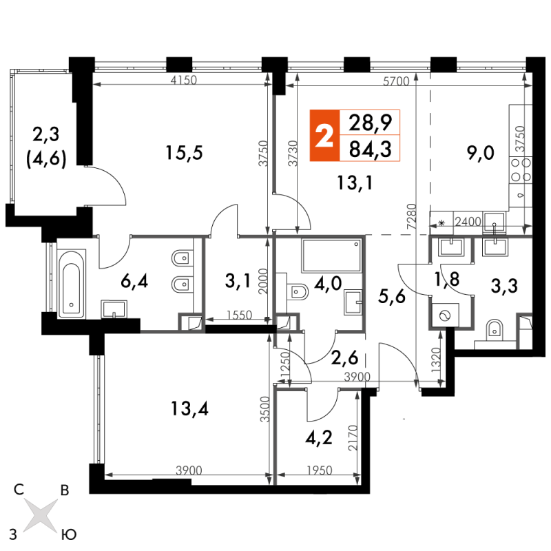 Продажа 2-комн квартиры в новостройке Москва г., Шеногина ул.,  к. 5.1