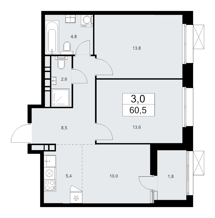 Продажа 2-комн квартиры в новостройке Сосенское пос., Куприна пр-кт,  к. 6.1