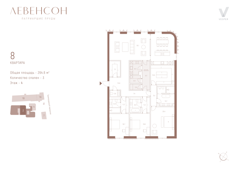 Продажа 3-комн квартиры в новостройке Москва г., Трёхпрудный пер.,  к. 2