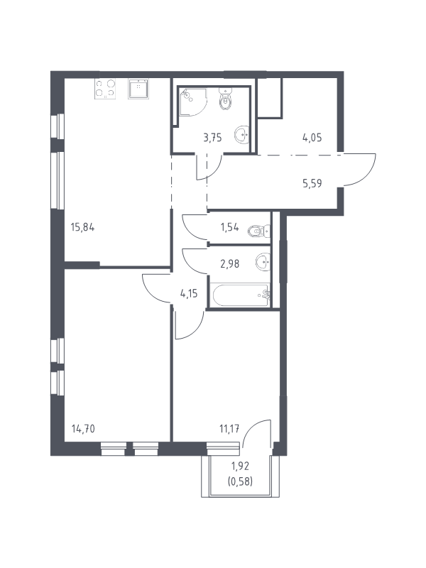 Продажа 2-комн квартиры в новостройке Новосаратовка д., Покровская Дорога ул.,  к. 1.1