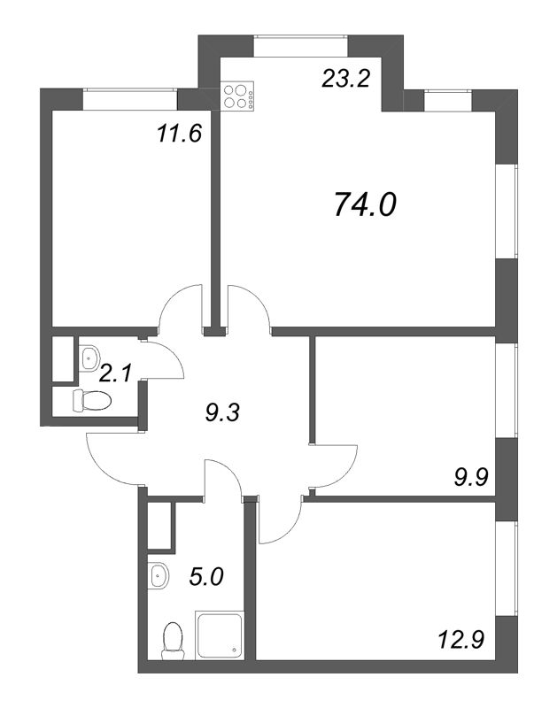 Продажа 3-комн квартиры в новостройке Санкт-Петербург г., Шкиперский проток,  к. 1.1