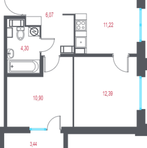 2-комн квартира Пушкин г., 1-я линия, территория Лесное,  к. 1.3