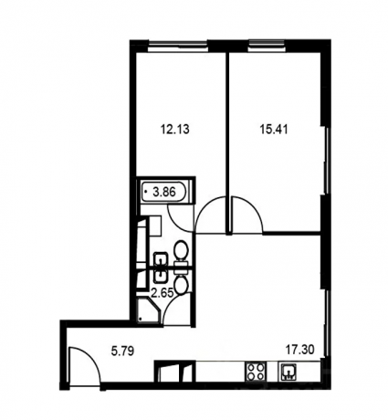 Планировка ЖК Я51, 27.54 м2