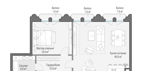 2-комн квартира Москва г., Фрунзенская наб.,  к. D