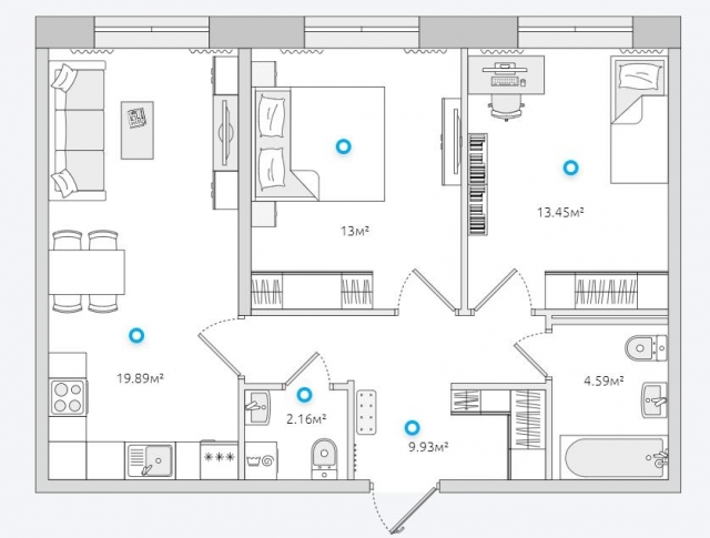 Планировка ЖК Волковский, 26.45 м2