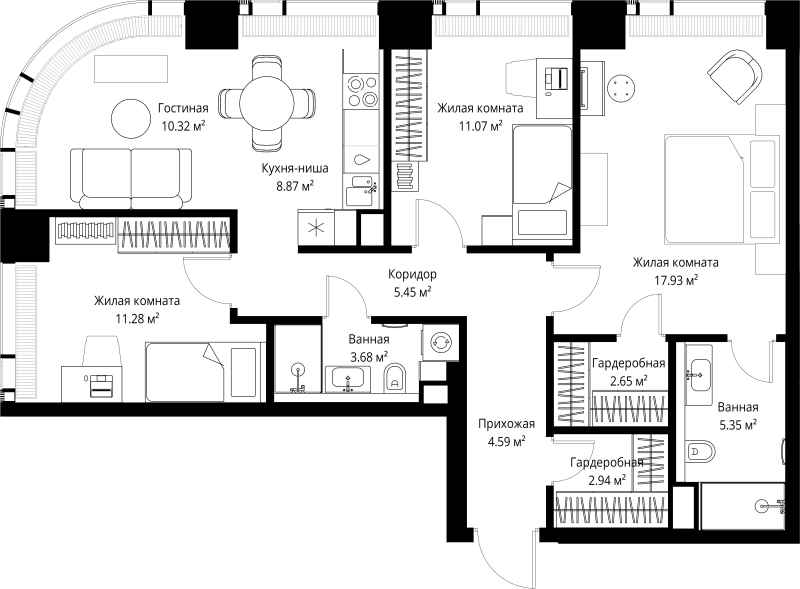 Продажа 3-комн квартиры в новостройке Москва г., Верейская ул.,  к. 3