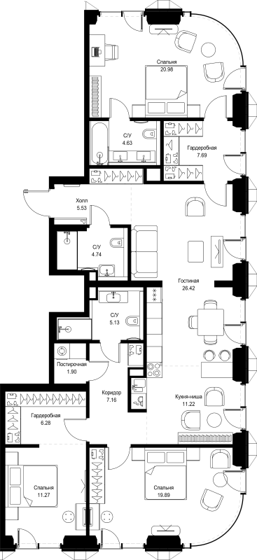 Продажа 3-комн квартиры в новостройке Москва г., Верейская ул.,  к. SET.2.Б