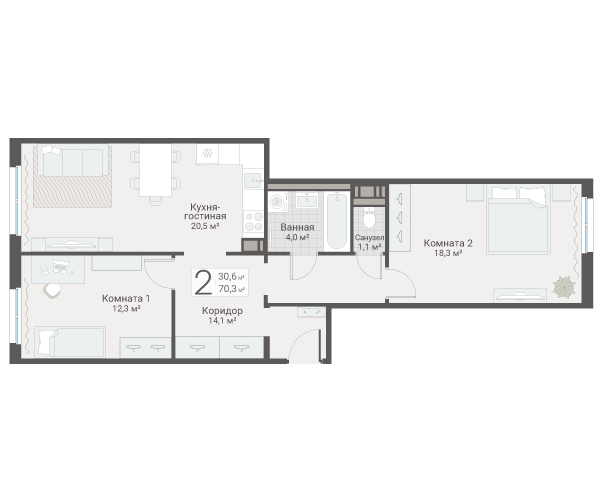 Продажа 2-комн квартиры в новостройке Санкт-Петербург г., Руднева ул.,  к. 3