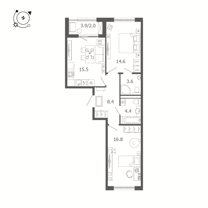 Продажа 2-комн квартиры в новостройке Шушары п., Соколиная ул.,  к. Б