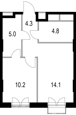 Планировка ЖК Дом 128, 10.2 м2