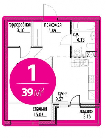 Планировка ЖК Rantala, 15.03 м2