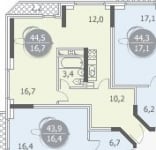 Планировка ЖК Южная звезда, 16.7 м2