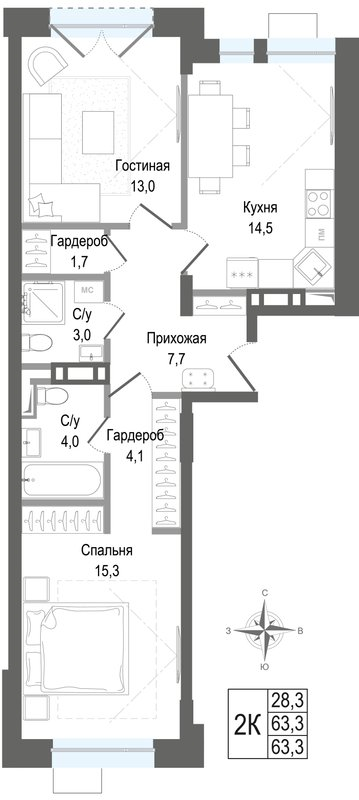 Продажа 2-комн квартиры в новостройке Королёв г.,  к. 3