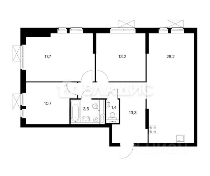 Продажа 3-комн квартиры на вторичном рынке Большая Очаковская улица, 2